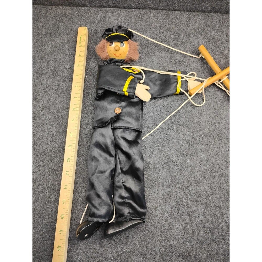 Vintage Sailor Military Policeman Wooden Marionette Puppet - Picture 5 of 8